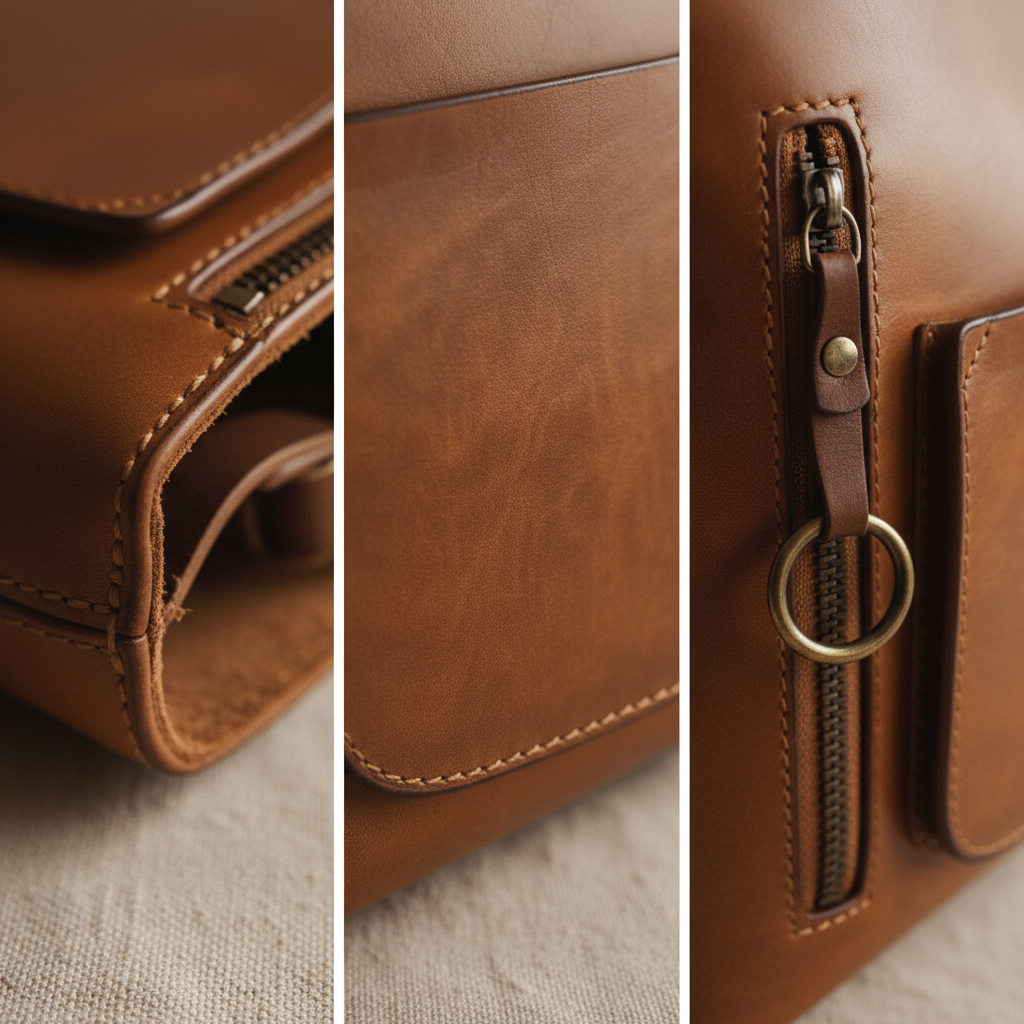 Contoured Genuine Leather Shoulder Bag