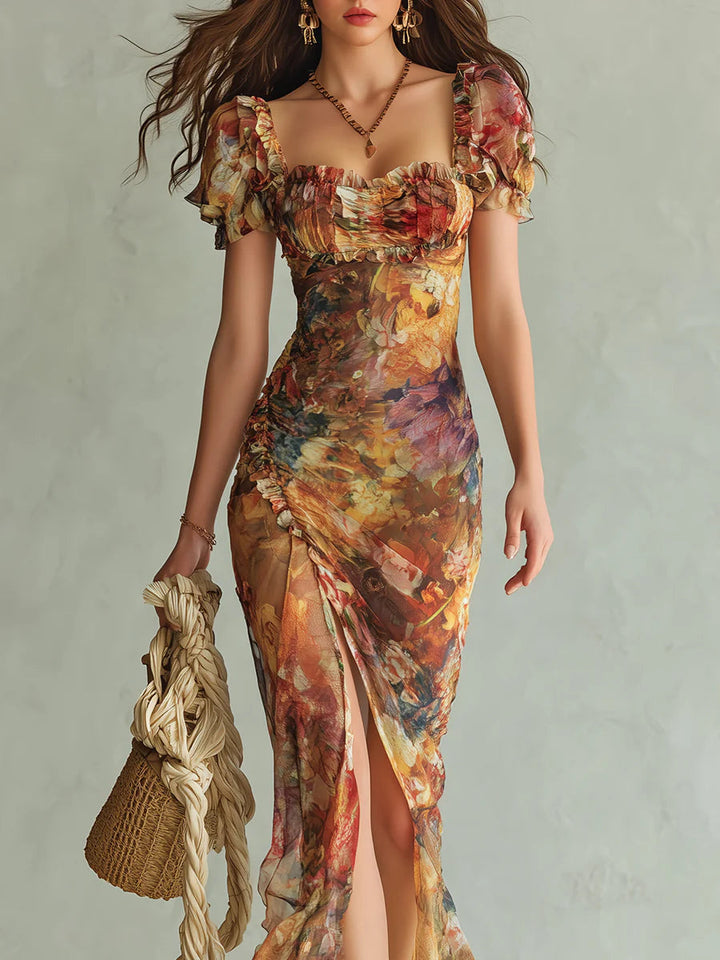 Selira – Chiffonkleid mit Taillenraffung