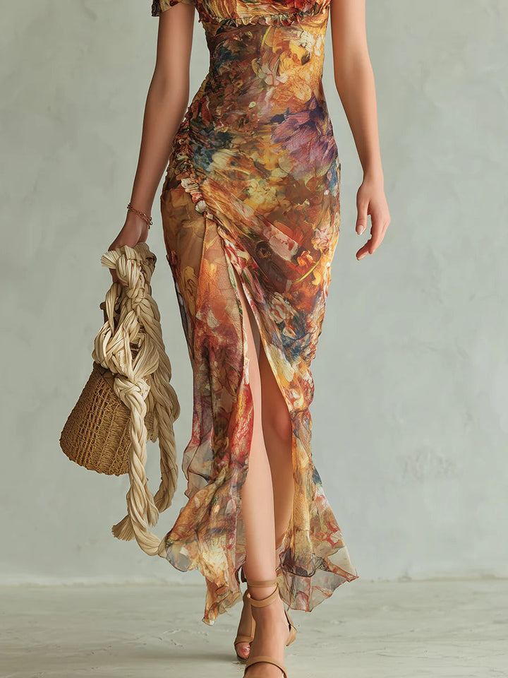 Selira – Chiffonkleid mit Taillenraffung