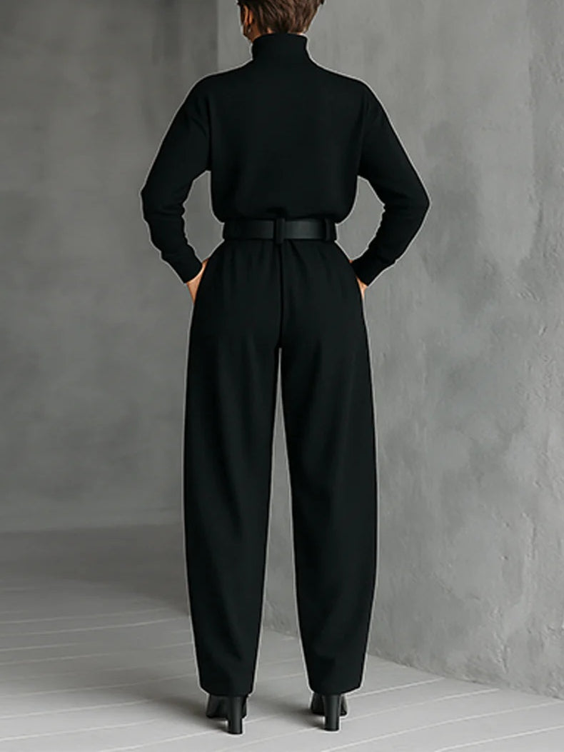 Avenya – Figurbetontes Rollkragenshirt & Hosen-Set