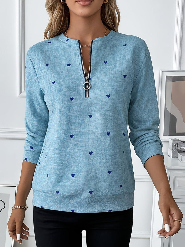 Renali – Halbreißverschluss mit Ringanhänger Strick-Sweatshirt