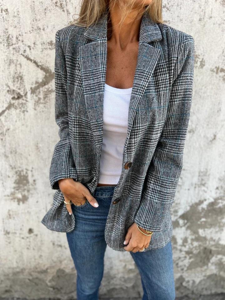 Vesara – Blazer mit fallendem Revers und Karomuster