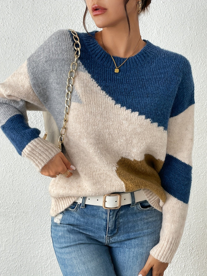 Luniva – Farbblock-Strickpullover