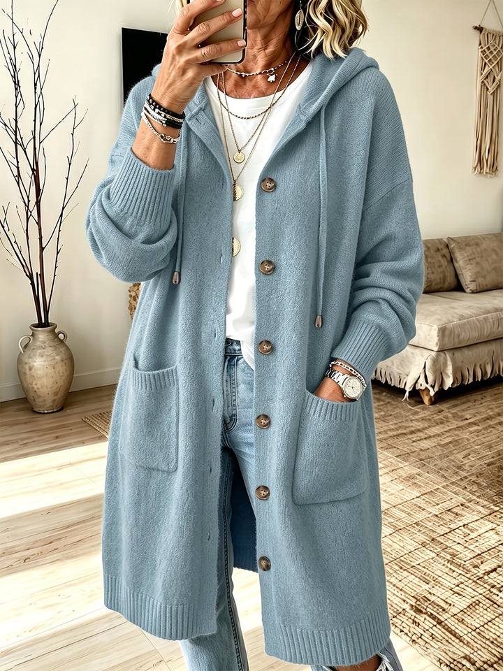 Nevora – Kapuzen-Viskose-Strickjacke