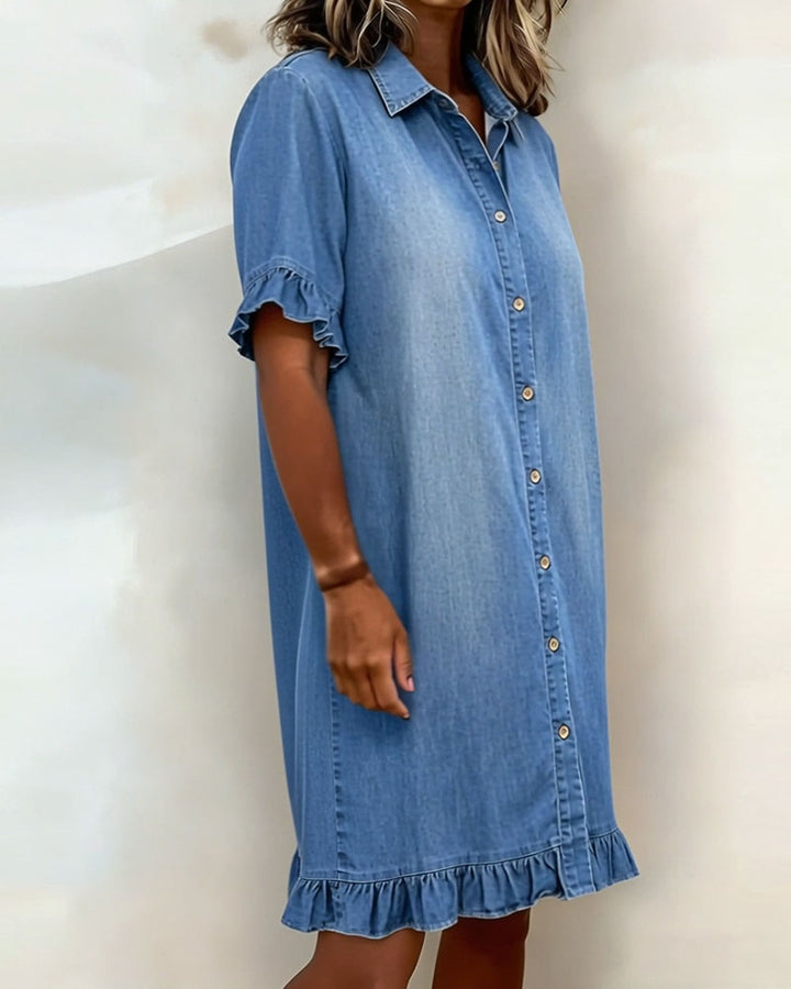 Kiraya – Denimkleid mit Rüschenärmeln