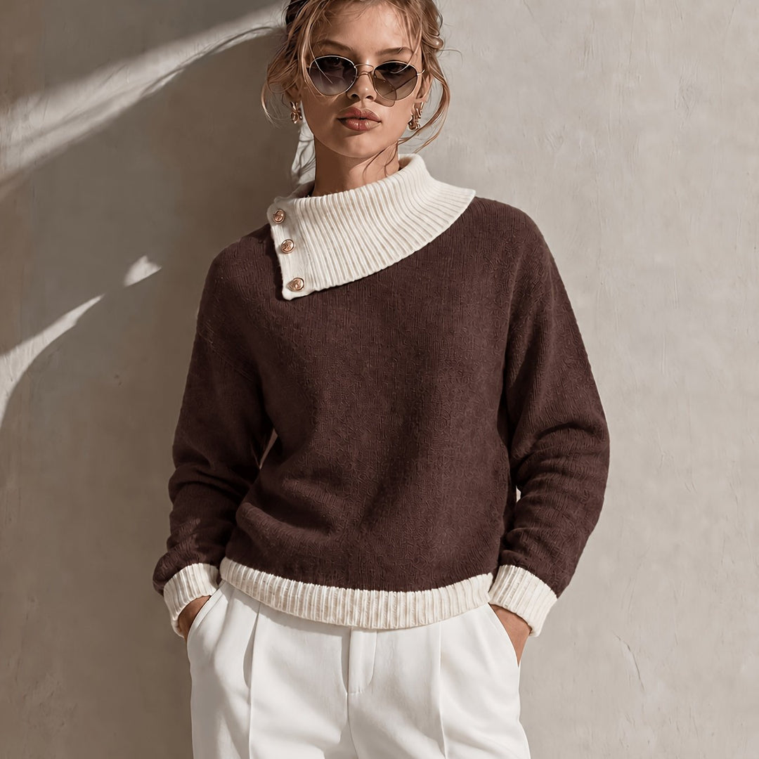 Calira – Asymmetrischer Halsausschnitt-Strickpullover