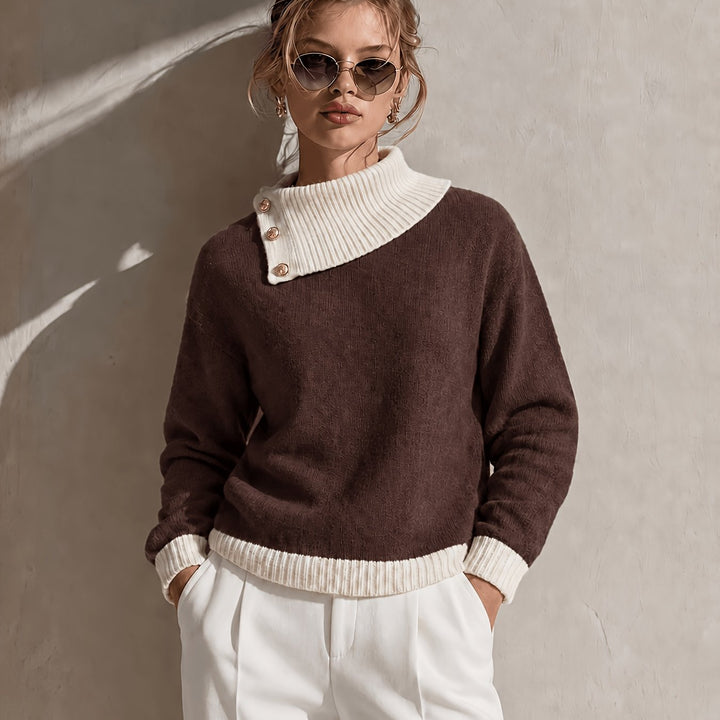 Calira – Asymmetrischer Halsausschnitt-Strickpullover
