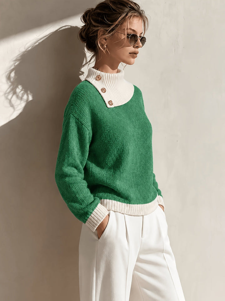 Calira – Asymmetrischer Halsausschnitt-Strickpullover