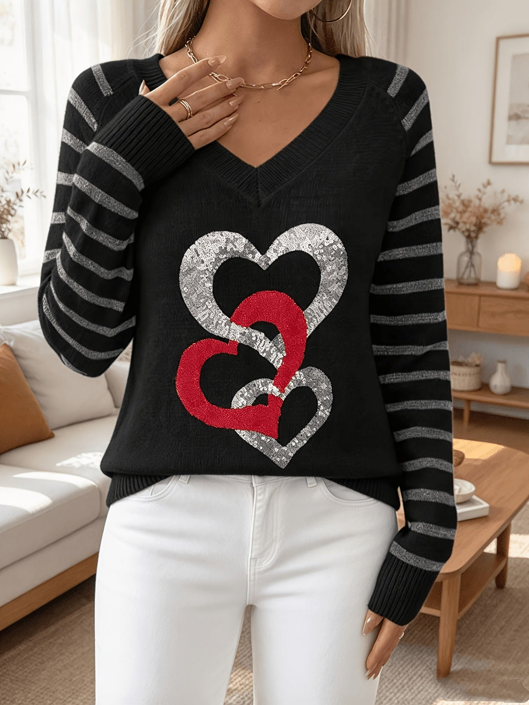 Velara – Mit Paillettenbesatz gestrickter Pullover