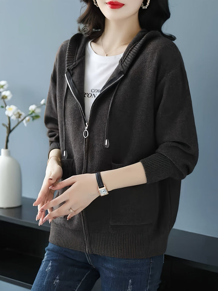 Rilena – Strickjacke mit Kordelzugkapuze aus Viskose
