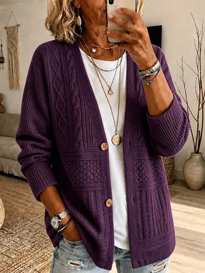 Nalira – bedruckte Jersey-Strickjacke