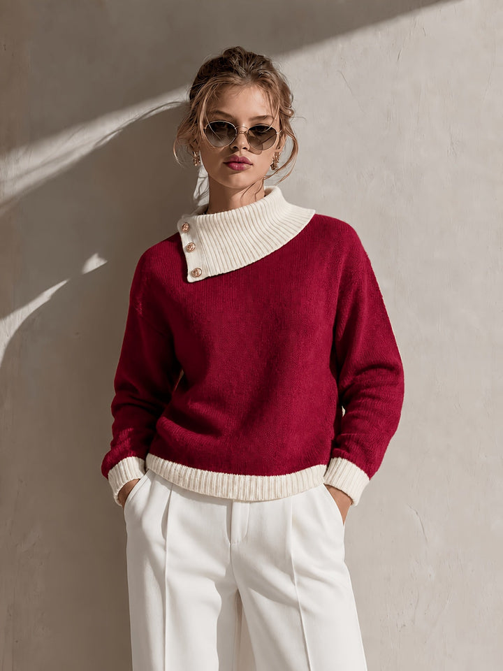 Calira – Asymmetrischer Halsausschnitt-Strickpullover