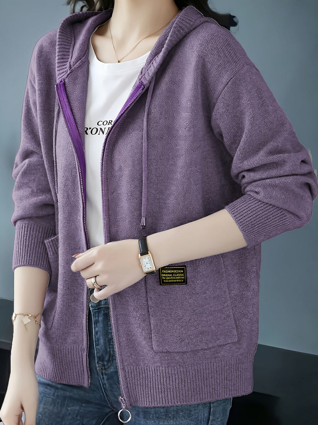 Rilena – Strickjacke mit Kordelzugkapuze aus Viskose