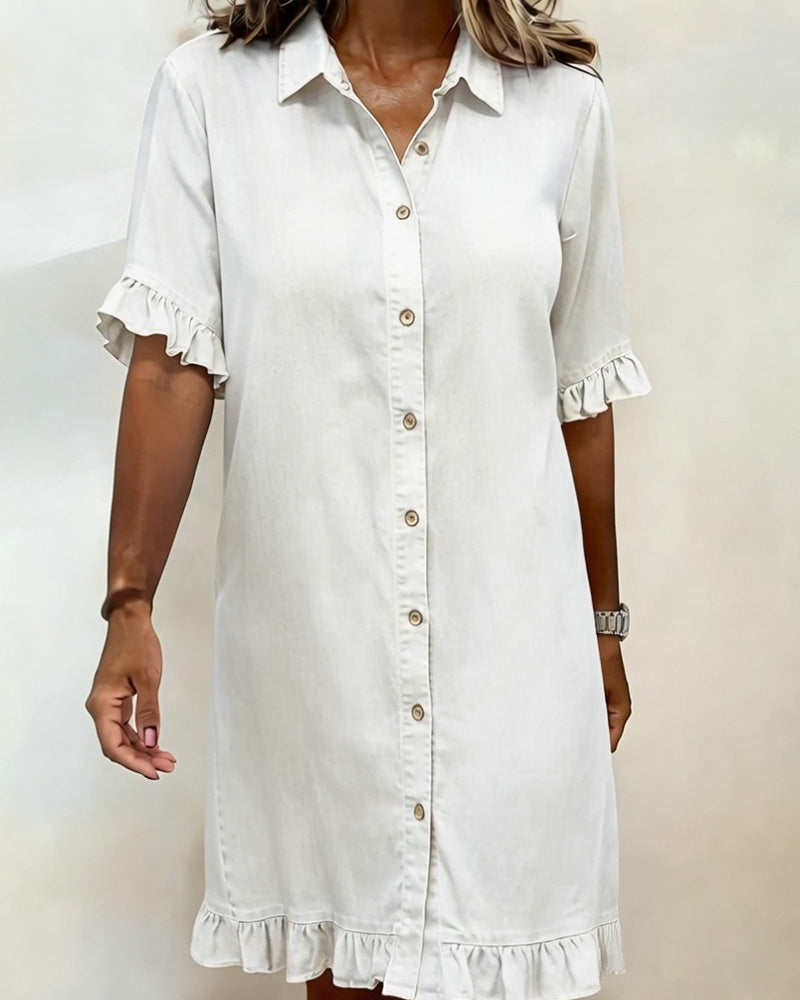 Kiraya – Denimkleid mit Rüschenärmeln