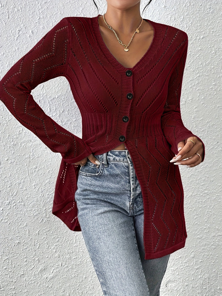 Renaya – V-Ausschnitt Strukturstrick-Strickjacke