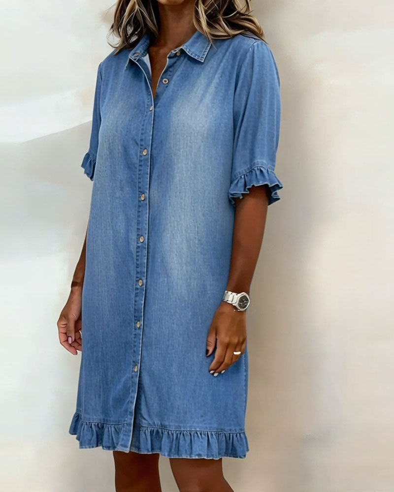 Kiraya – Denimkleid mit Rüschenärmeln