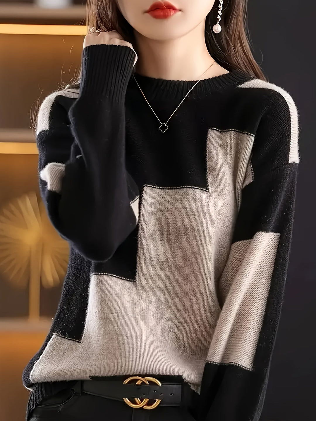 Novira – Farbblock-Strickpullover
