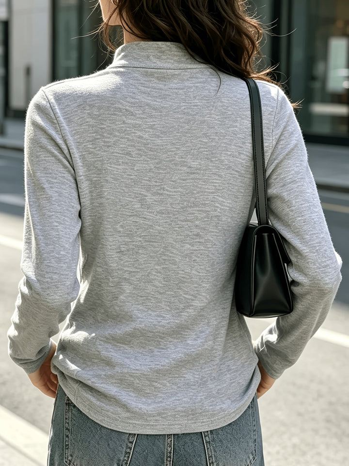 Selara – hochgeschlossenes Stretchstrick-Langarm-T-Shirt