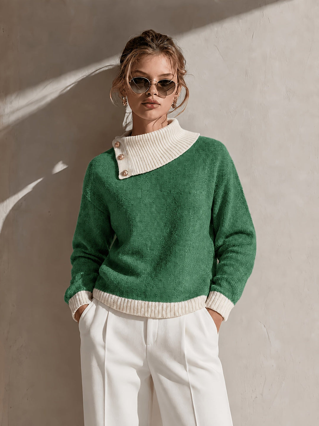 Calira – Asymmetrischer Halsausschnitt-Strickpullover