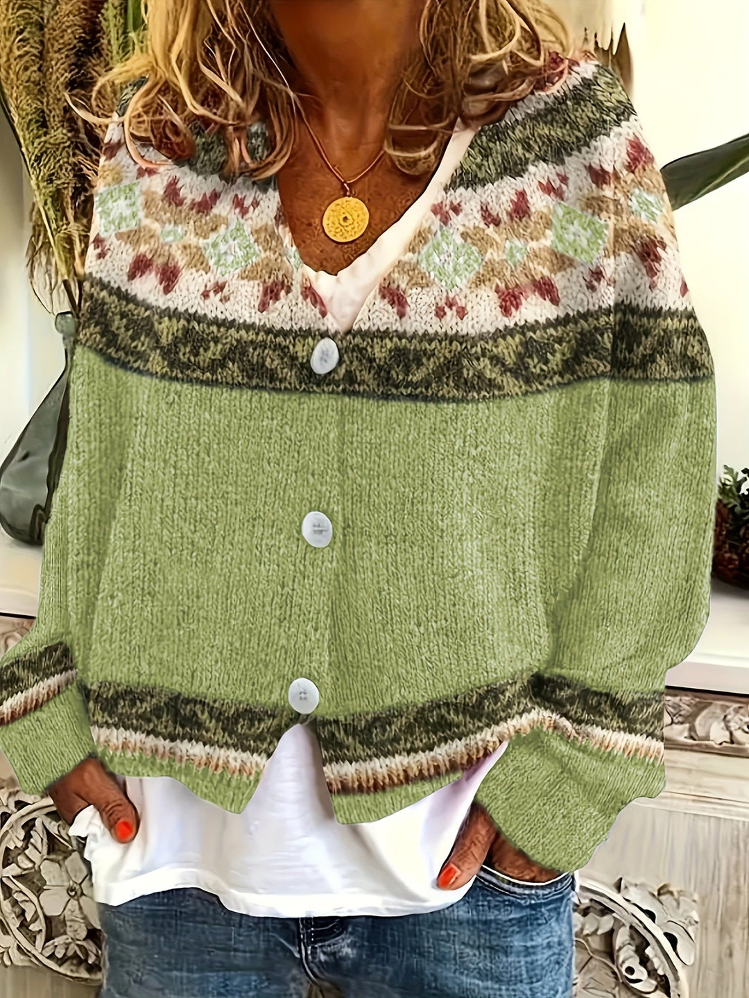 Mireva – Farbblock-Strickjacke