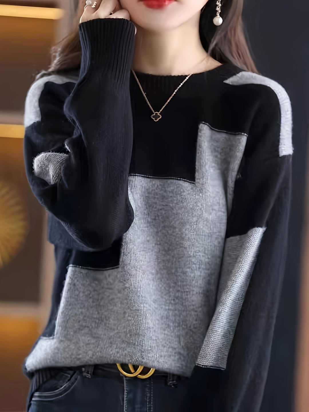 Neriva – Farbblock-Strickpullover