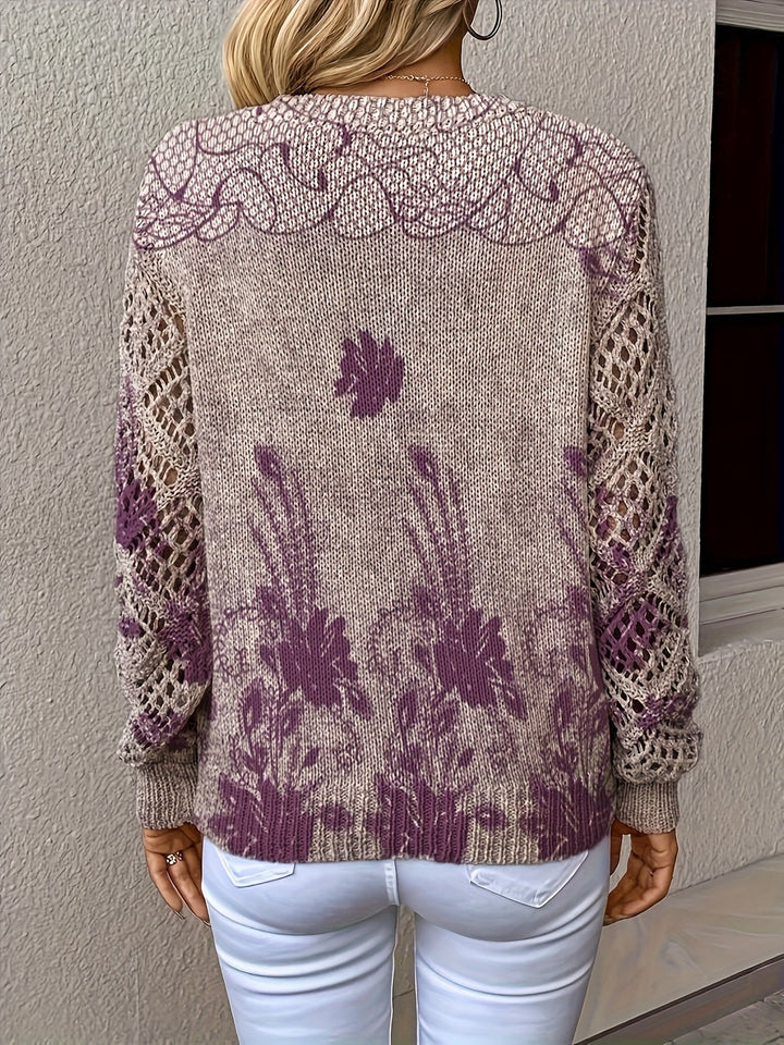 Aunira – Allover-Blumenmuster-Strickpullover