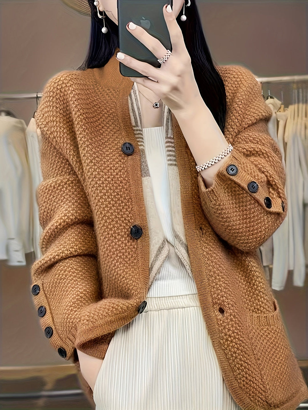 Vesara – Hochkragen-Strickjacke