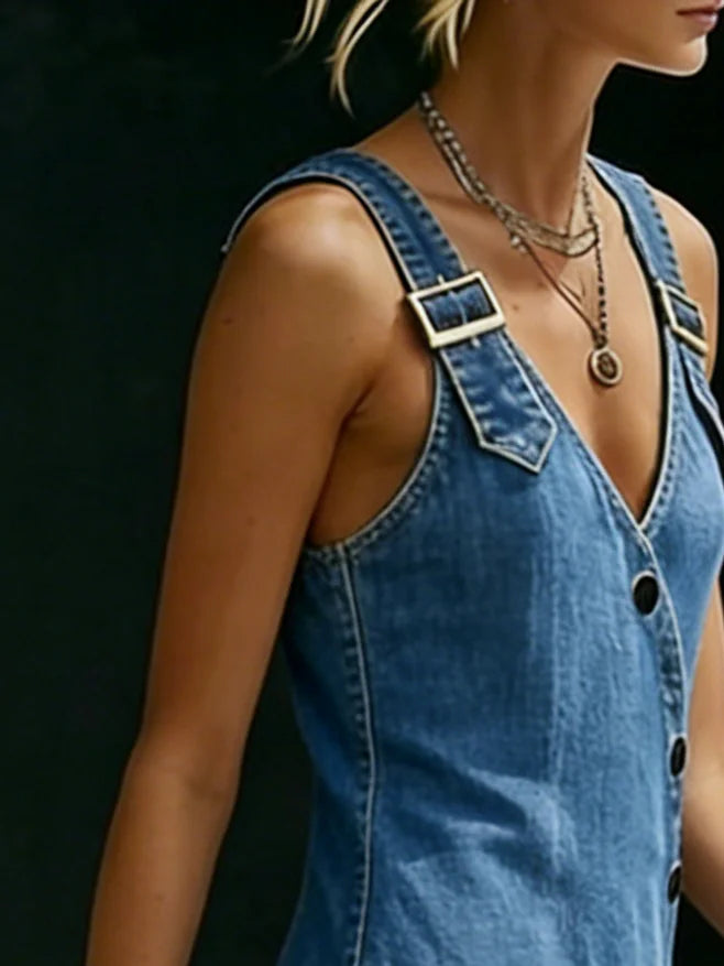 Elyra – Denimkleid mit Knopfleiste