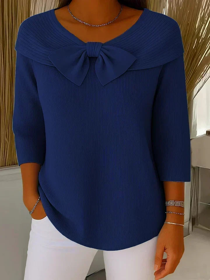 Reniva – Schleifenkragen-Strickpullover