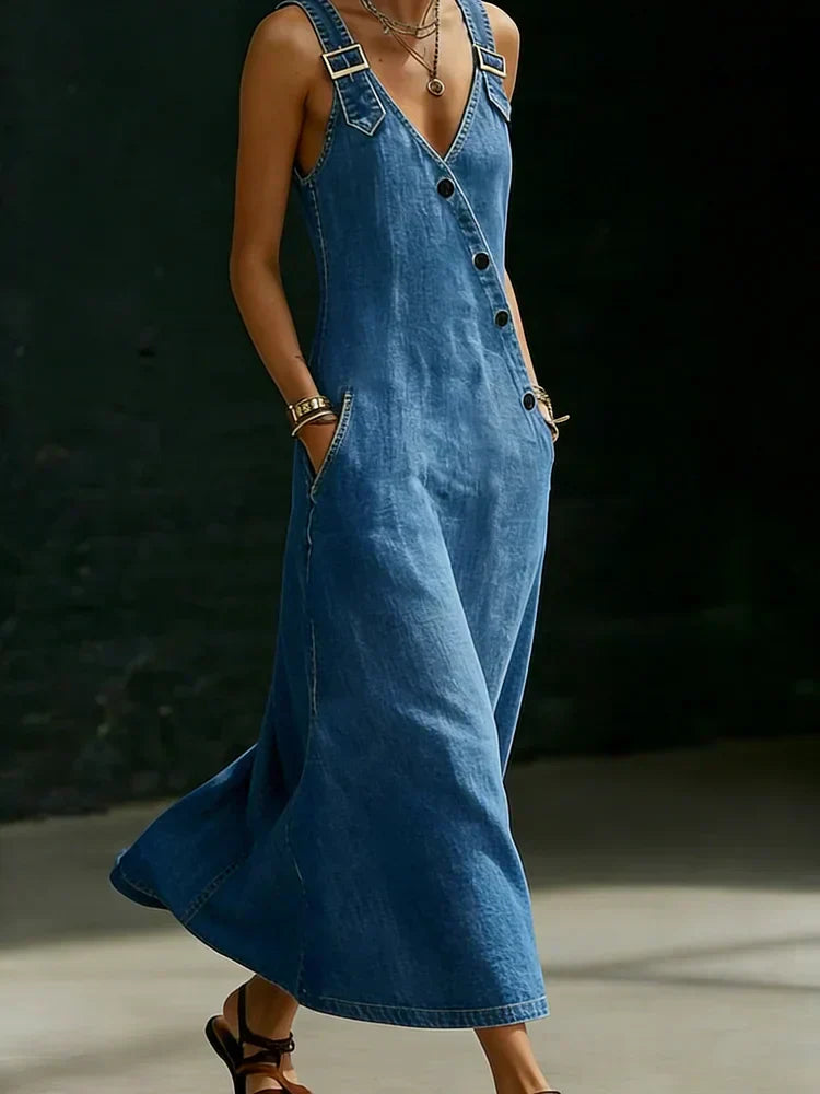 Elyra – Denimkleid mit Knopfleiste