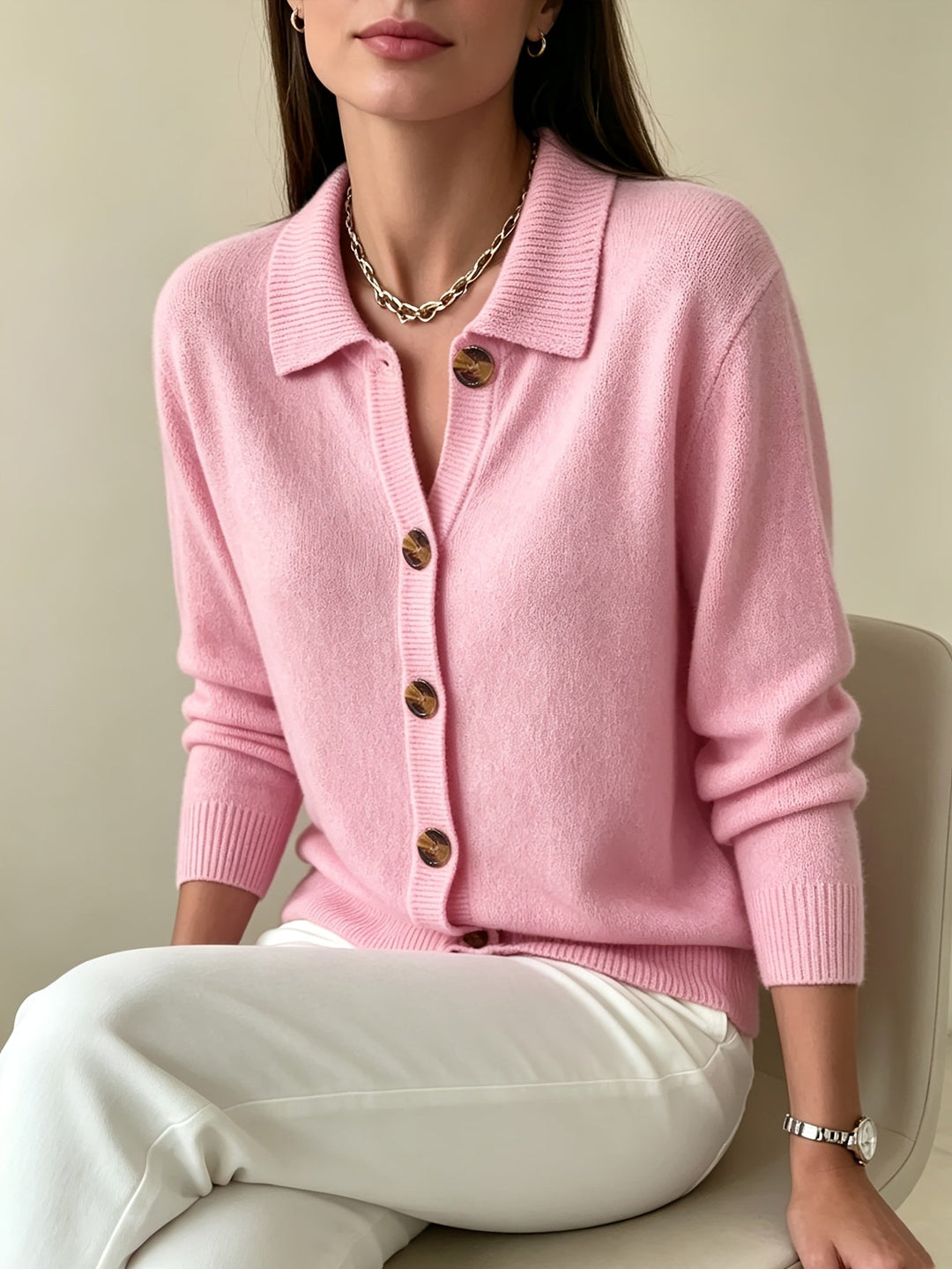 Relani – V-Ausschnitt Rippstrick-Cardigan