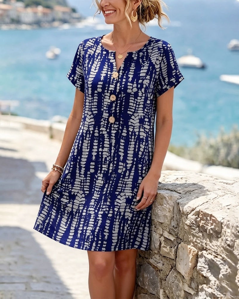 Mevara – Bedrucktes Kleid mit Knopfleiste