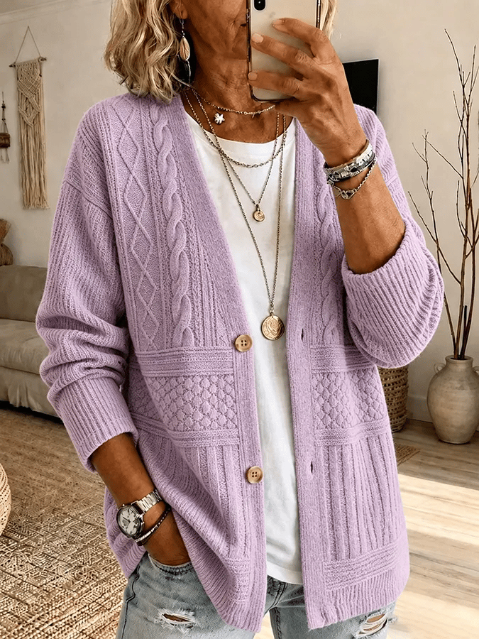 Nalira – bedruckte Jersey-Strickjacke
