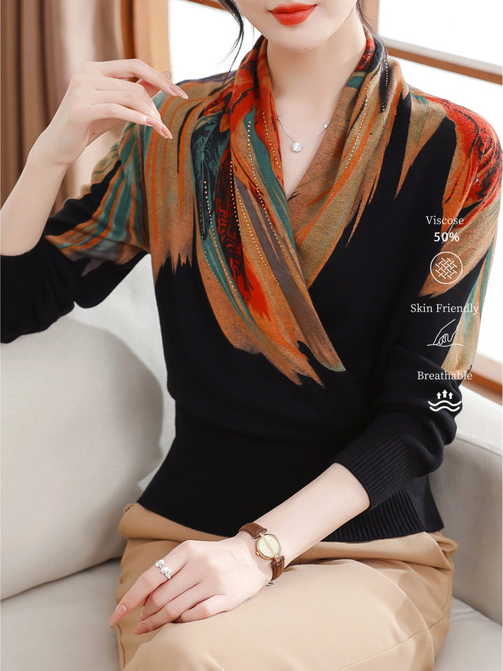 Rilena – strassbesetzter Viskose-Strickpullover