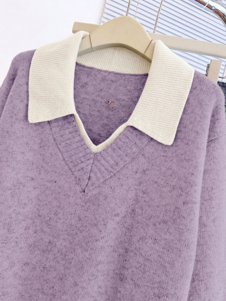 Cirelle – Pullover mit doppeltem Kontrastkragen