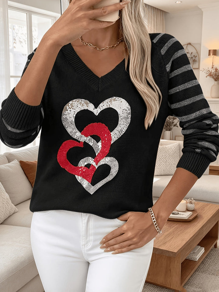 Velara – Mit Paillettenbesatz gestrickter Pullover