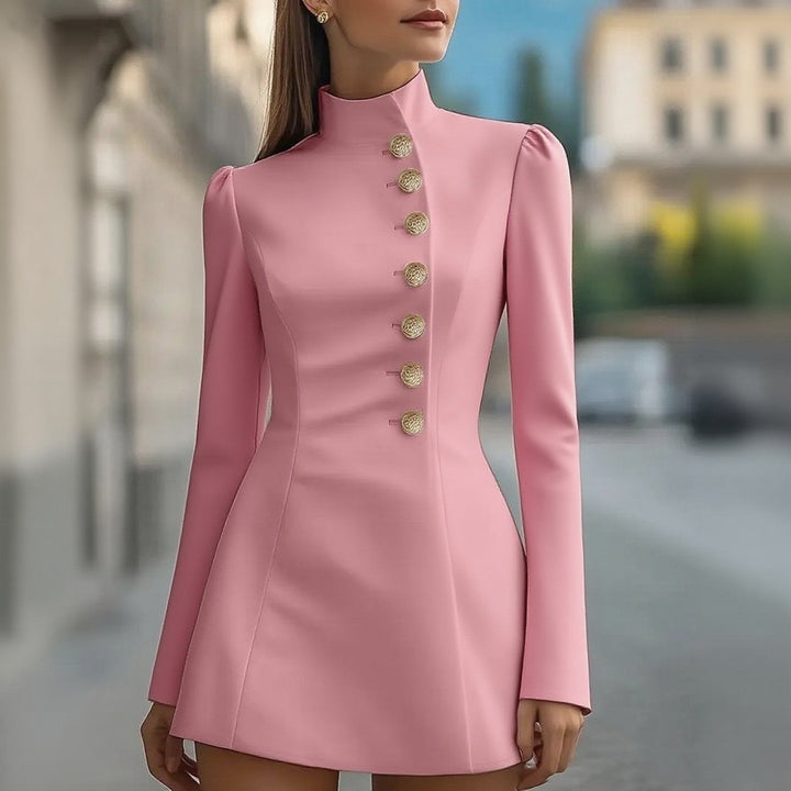 Velira – Stehkragen, gewebtes Kostümkleid