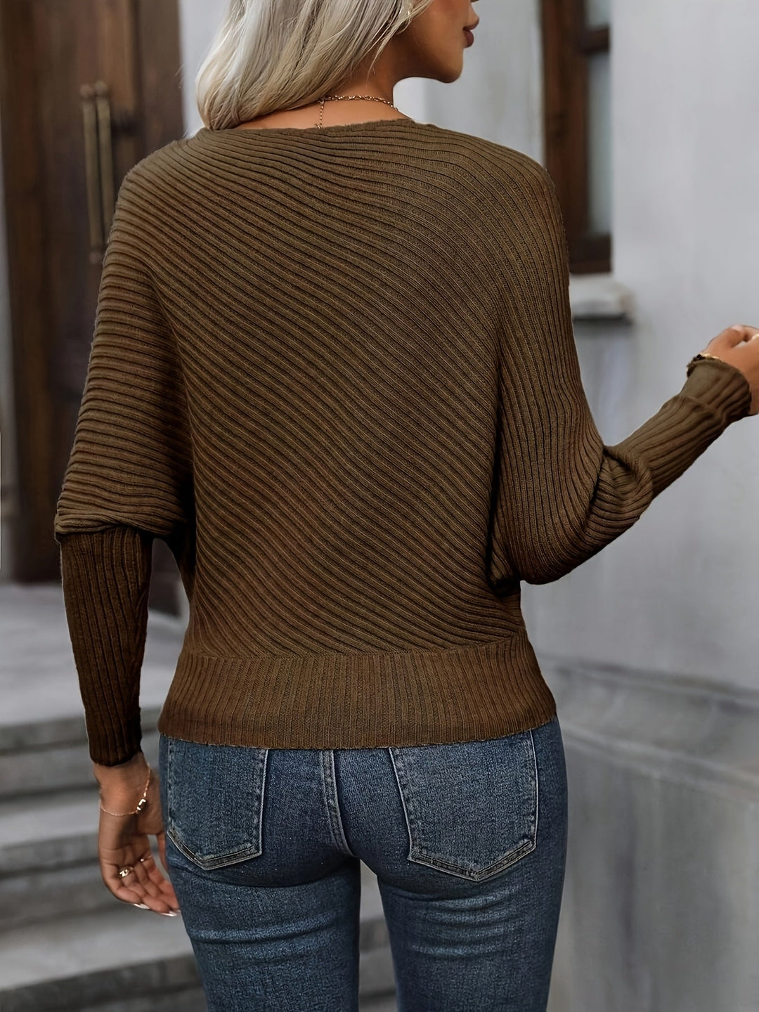 Mireva – Fledermausärmel-Rippstrick-Pullover