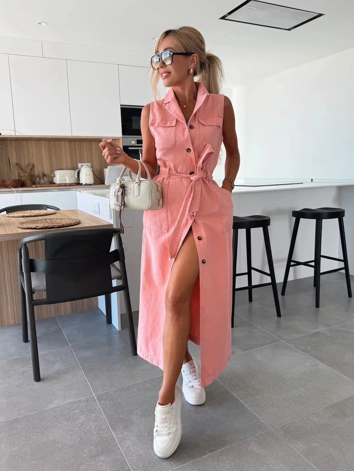 Lysena - Button-Front Denim Dress
