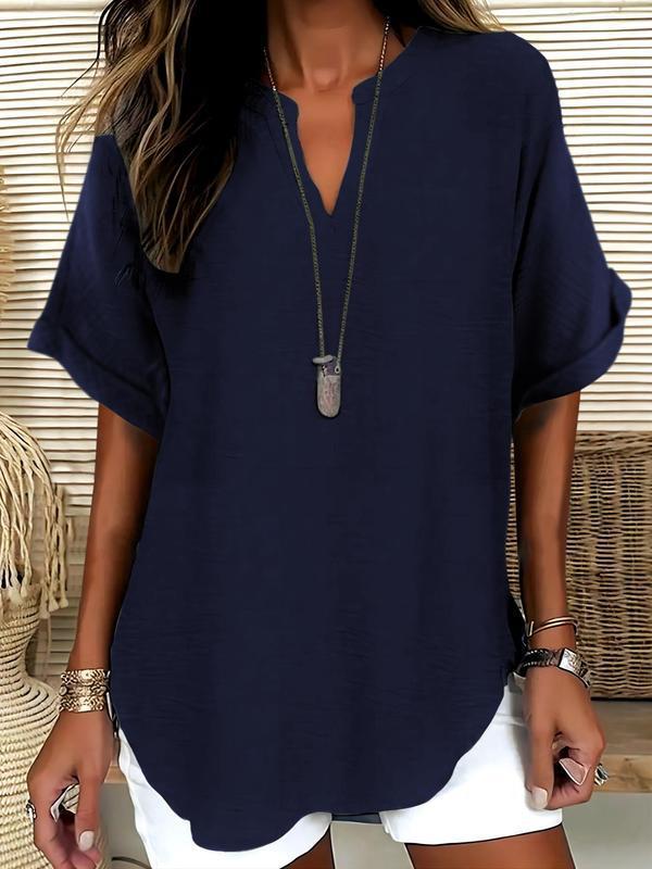 Arlise – Eingeschnittener Ausschnitt, feines Gewebe, Bluse