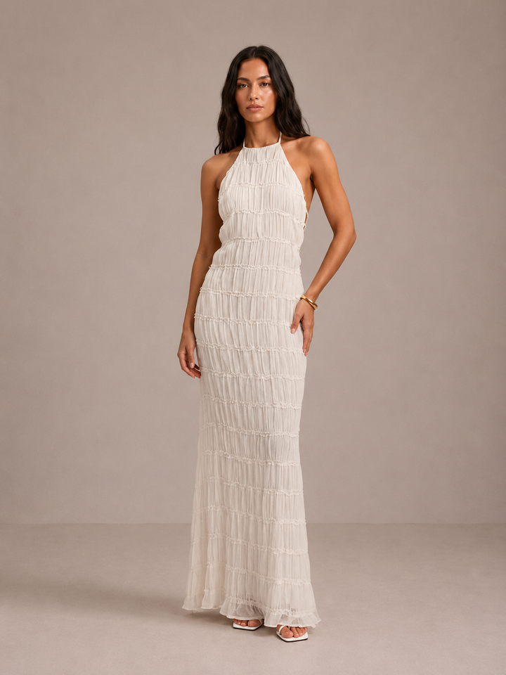 Ivessa – Gestuftes Rüschenkleid aus Baumwollmischung