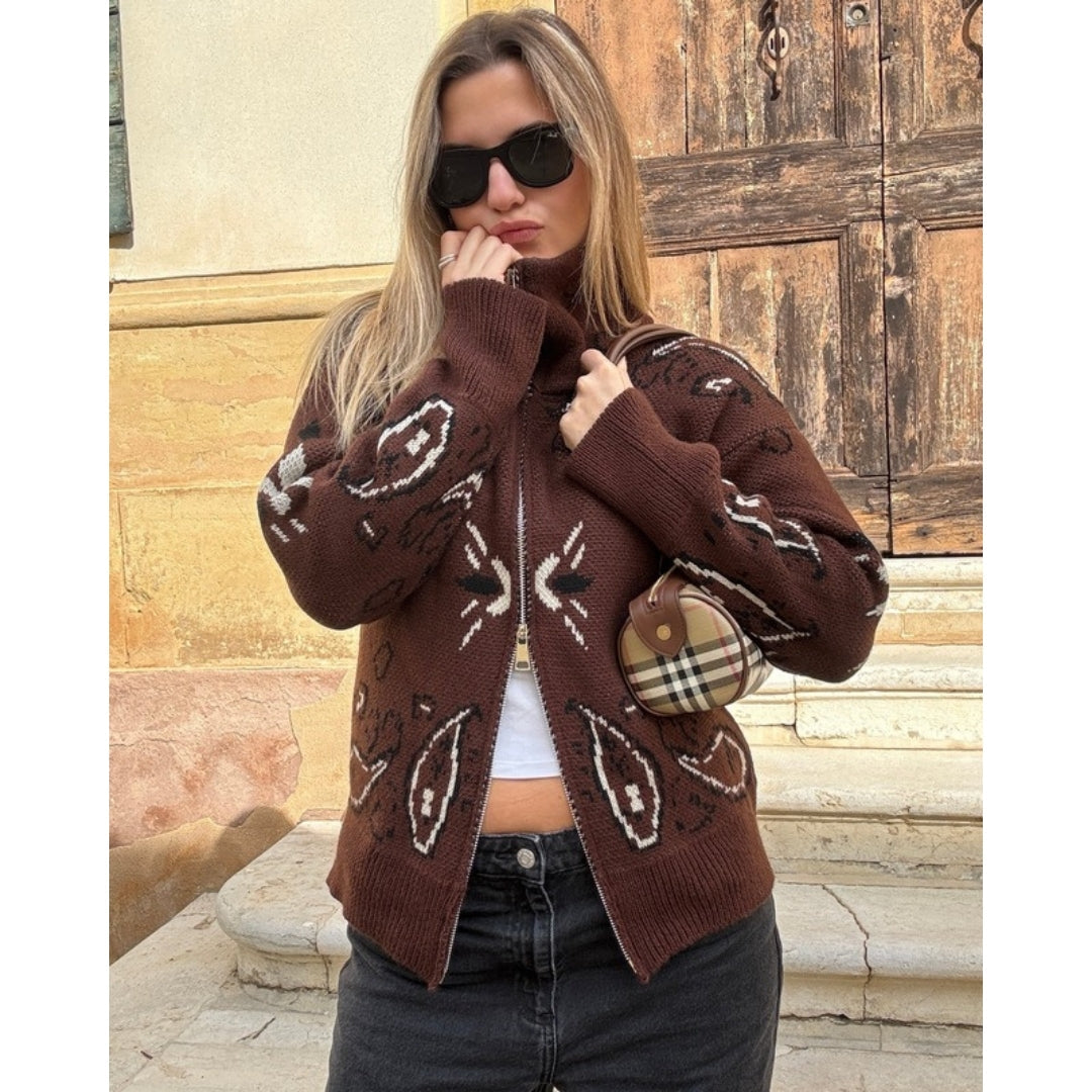 Vadelle – Strickjacke mit doppeltem Reißverschluss