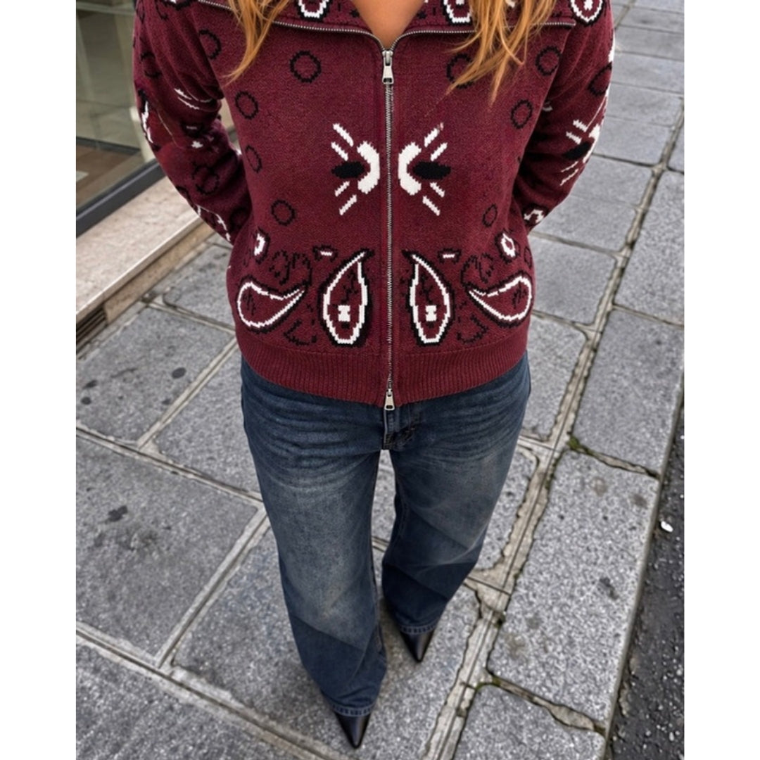 Vadelle – Strickjacke mit doppeltem Reißverschluss