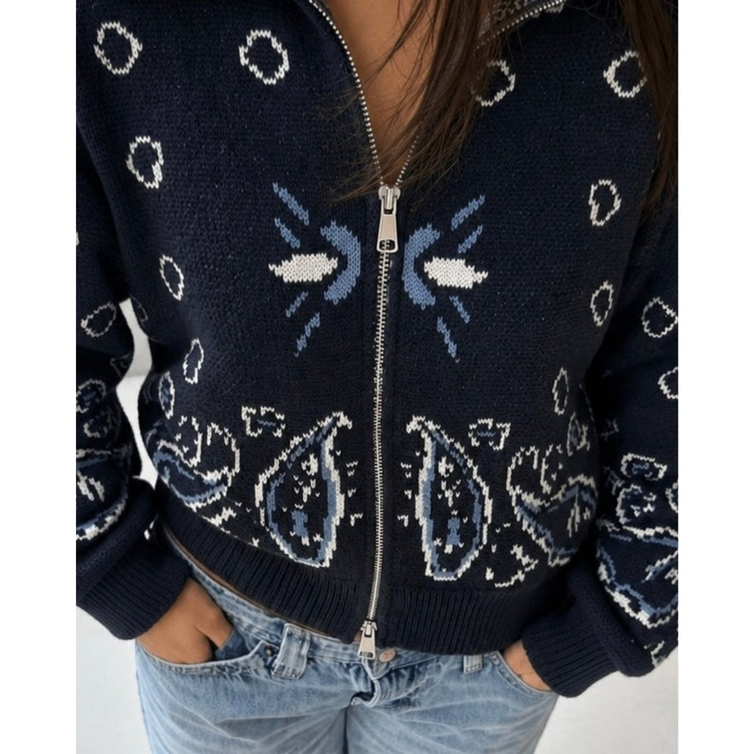 Vadelle – Strickjacke mit doppeltem Reißverschluss
