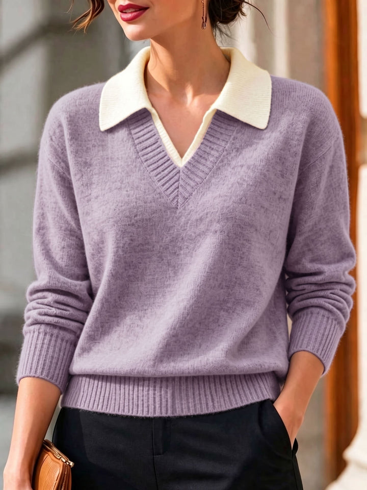 Cirelle – Pullover mit doppeltem Kontrastkragen