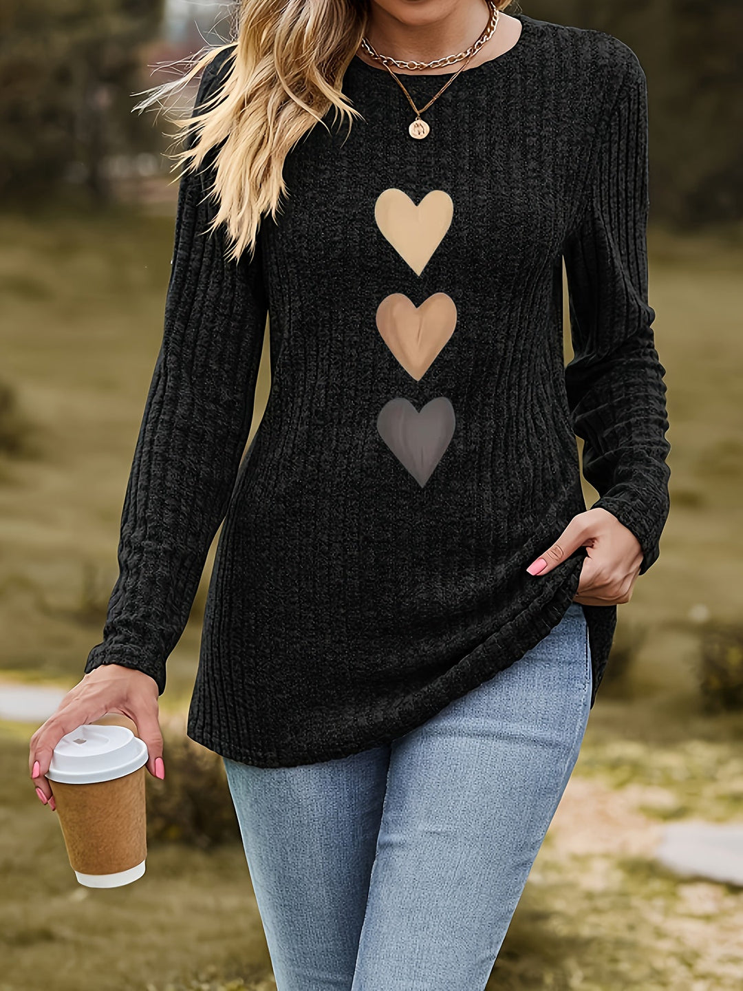Mevara – Herzmuster-Rippstricktop