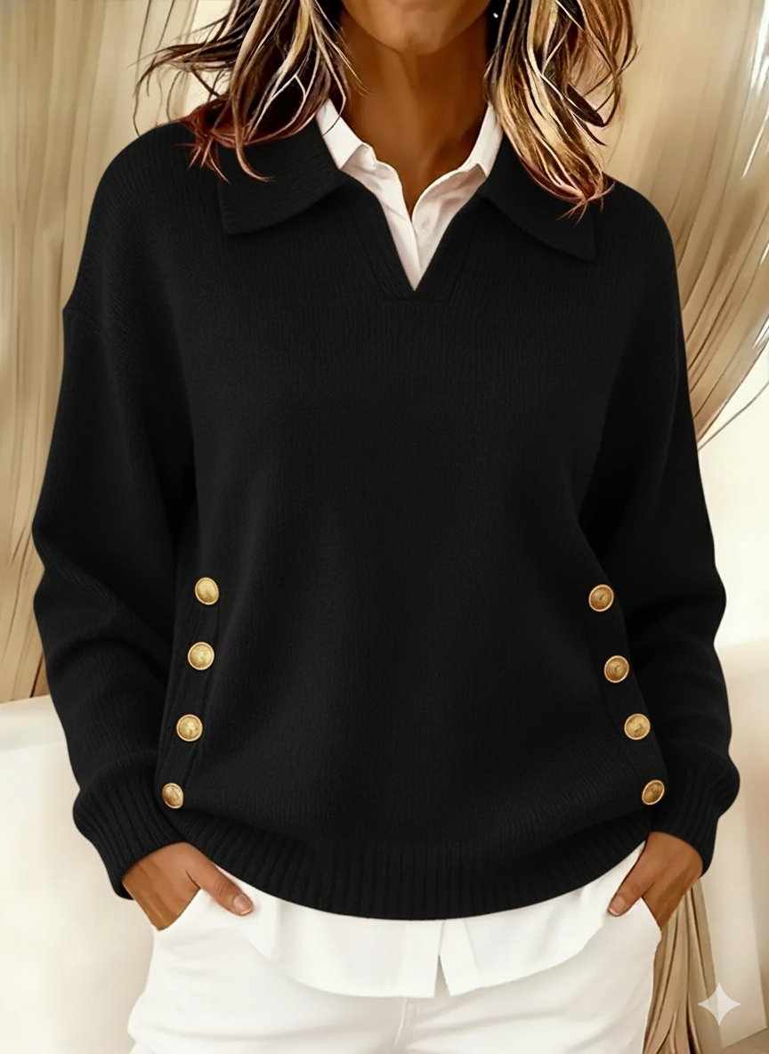Navira – Mit Seitenschlitz und Stehkragen gestrickter Pullover