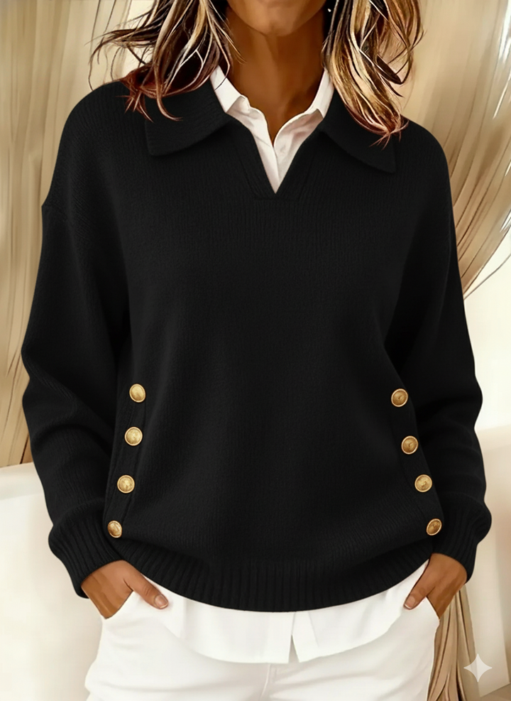 Navira – Mit Seitenschlitz und Stehkragen gestrickter Pullover