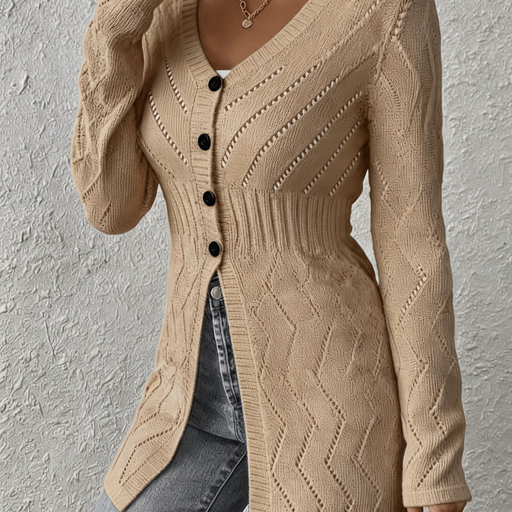 Renaya – V-Ausschnitt Strukturstrick-Strickjacke