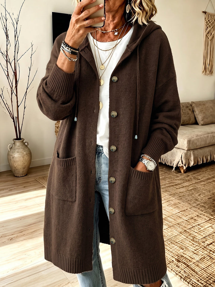 Nevora – Kapuzen-Viskose-Strickjacke